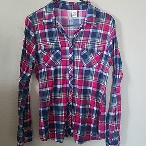 Plaid button-down shirt
